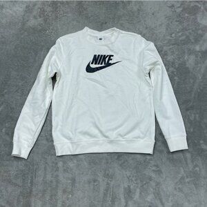Nike Womens White Sweatshirt Logo Crewneck Small *flaw* d0973